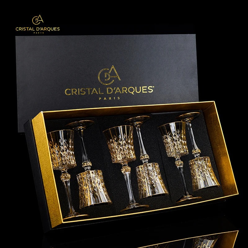 Cristal D'Arques Golden Vine Crystal Wine Glasses Gift Box