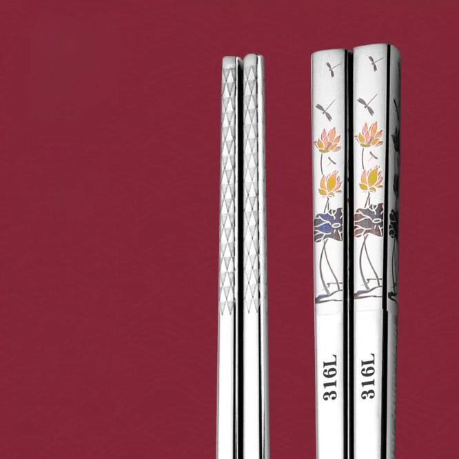 Titanium-plated 316L Stainless Steel Long Chopsticks