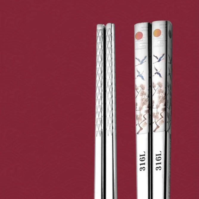 Titanium-plated 316L Stainless Steel Long Chopsticks